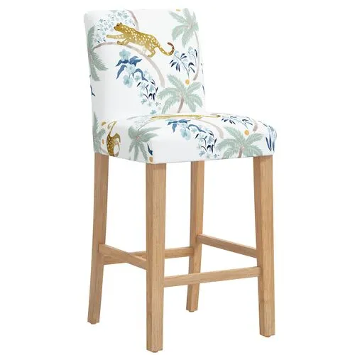 Shannon Barstool - Palm Leopard Dusty Blue