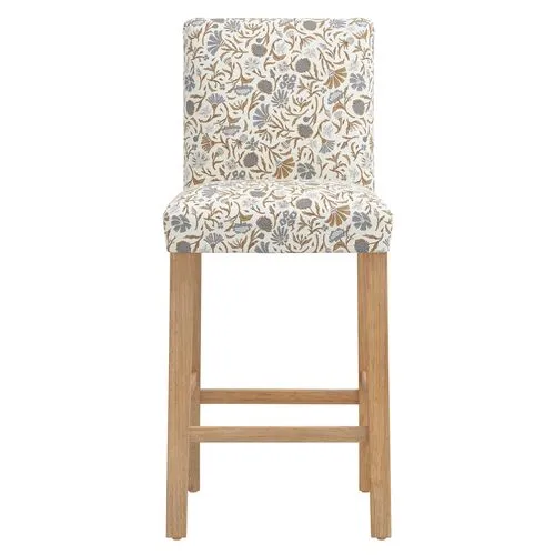 Shannon Barstool - Vine Botanical - Blue