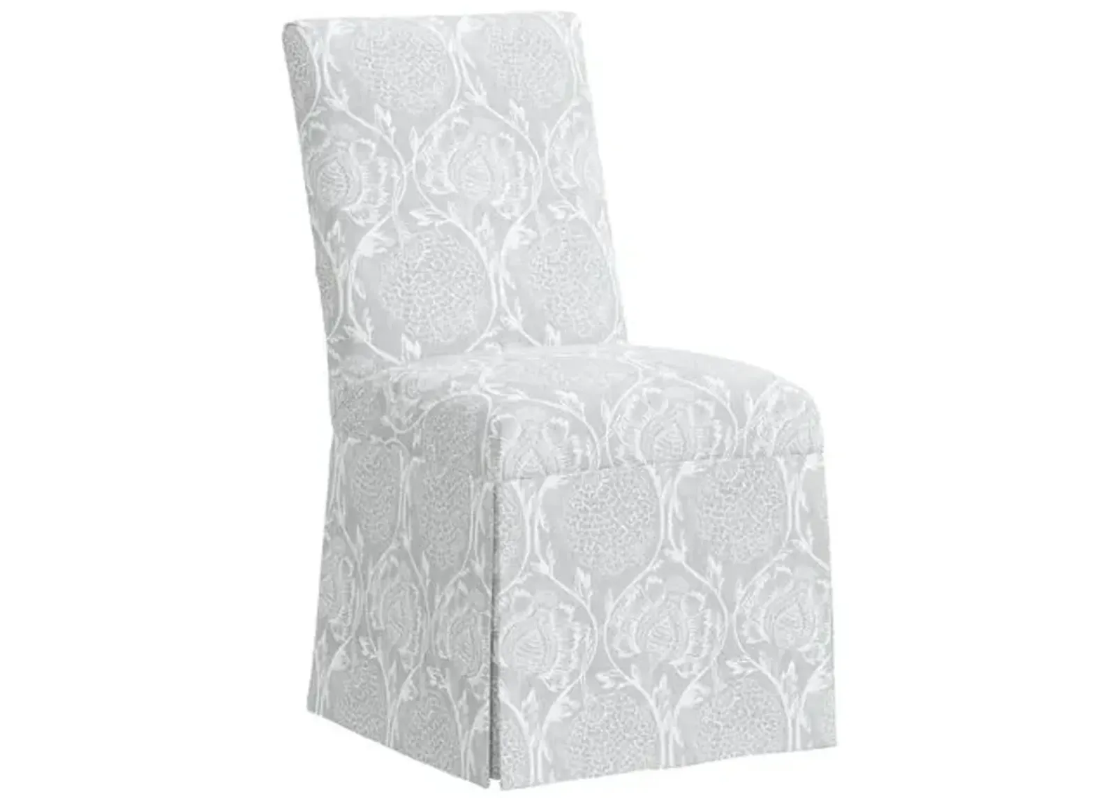 Owen Slipcover Side Chair - Ranjit Floral - Handcrafted - Gray