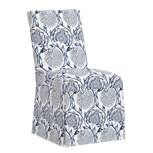 Owen Slipcover Side Chair - Ranjit Floral - Handcrafted - Blue