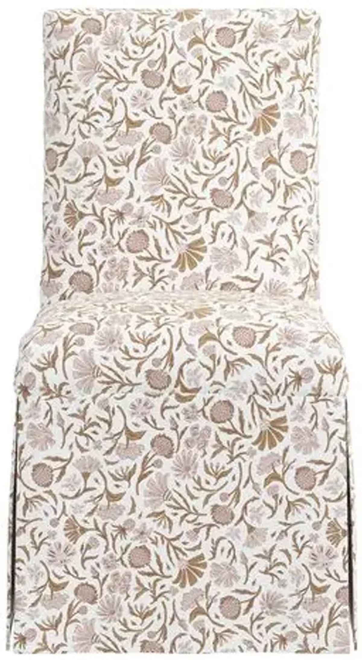 Owen Slipcover Side Chair - Vine Botanical - Pink - Handcrafted