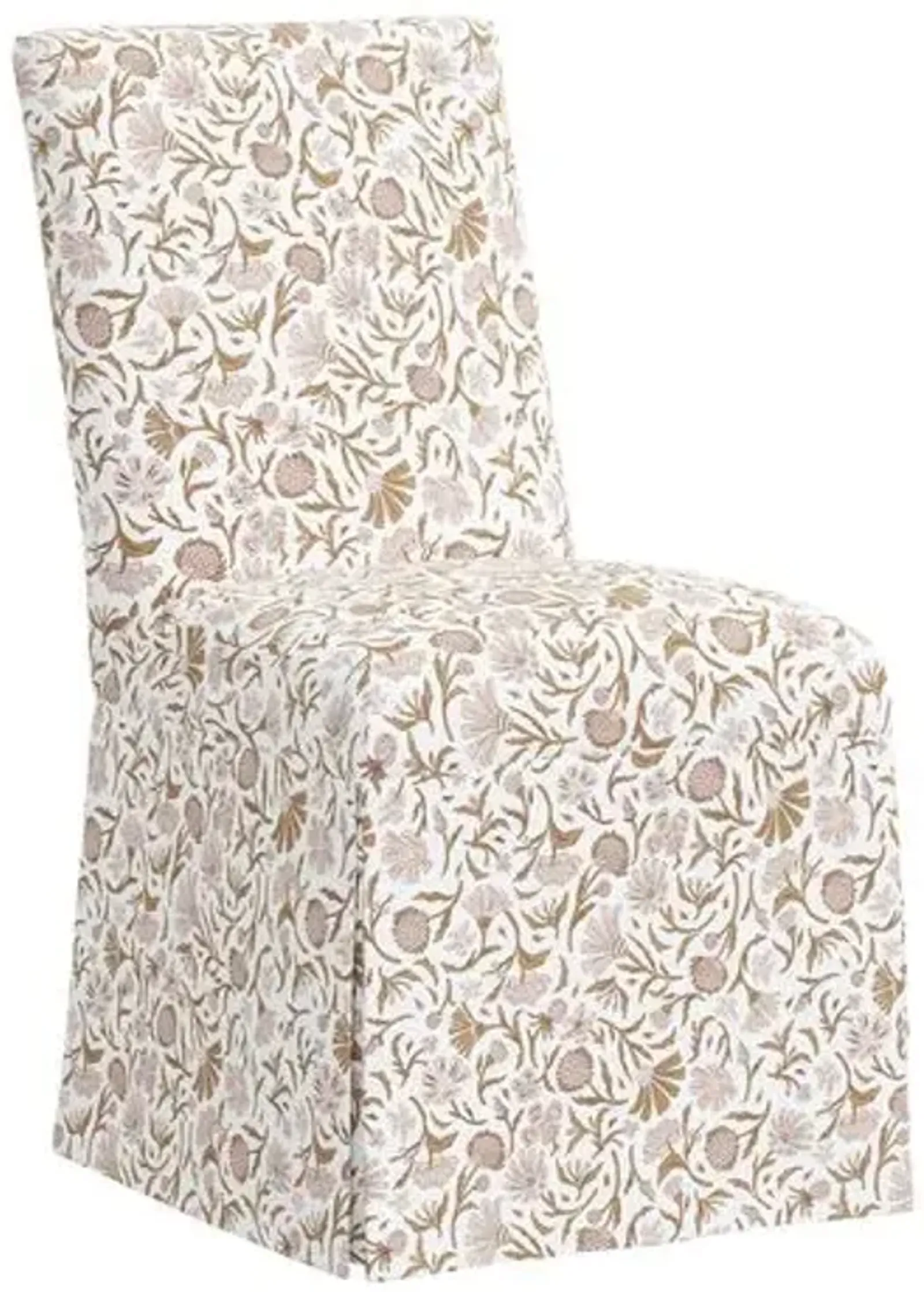 Owen Slipcover Side Chair - Vine Botanical - Pink - Handcrafted