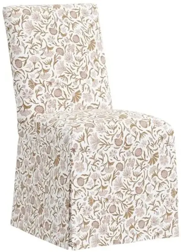 Owen Slipcover Side Chair - Vine Botanical - Pink - Handcrafted