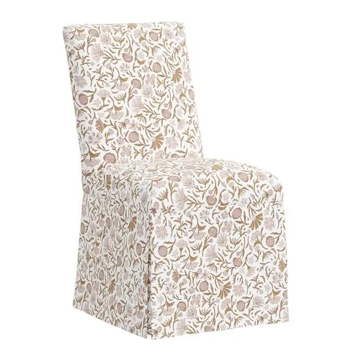 Owen Slipcover Side Chair - Vine Botanical - Pink - Handcrafted