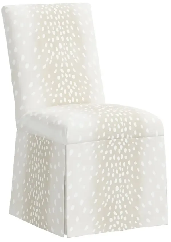 Owen Skirted Slipcover Side Chair, Fawn Stripe
