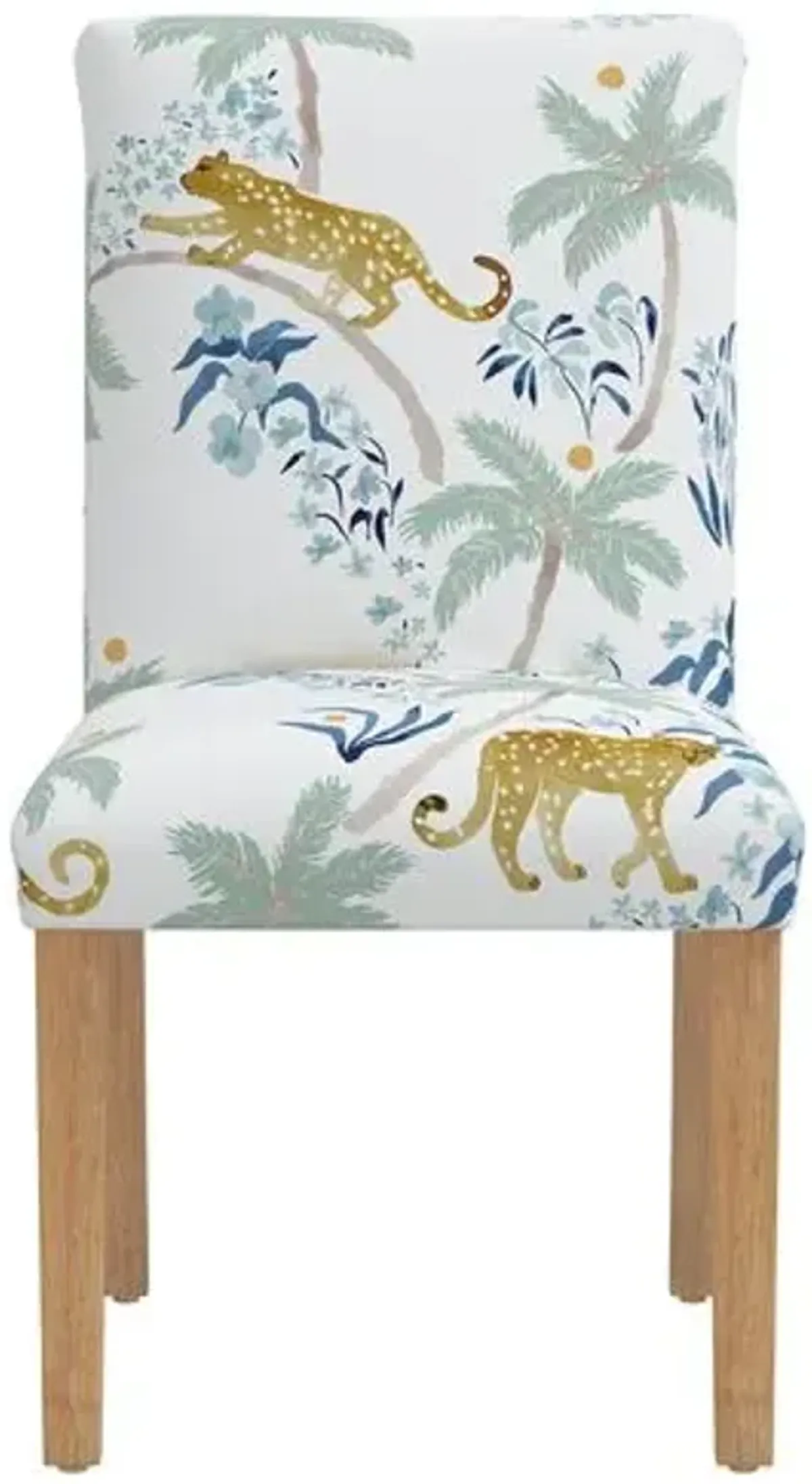 Shannon Side Chair - Palm Leopard - Dusty Blue