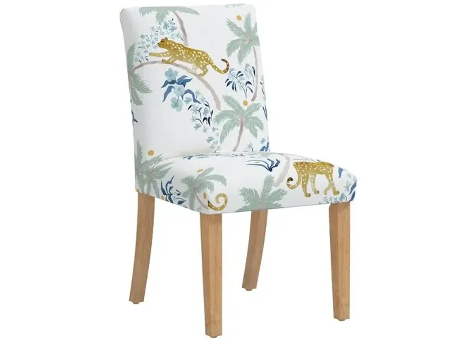 Shannon Side Chair - Palm Leopard - Dusty Blue