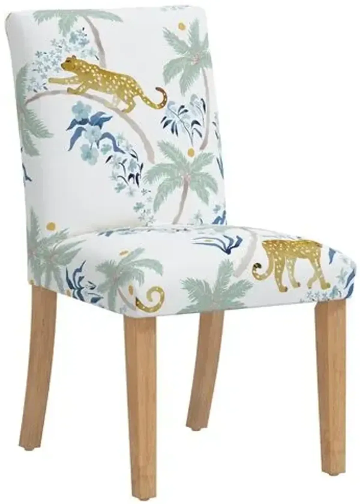 Shannon Side Chair - Palm Leopard - Dusty Blue