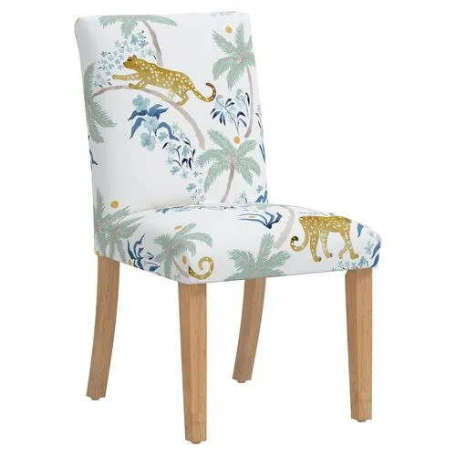 Shannon Side Chair - Palm Leopard - Dusty Blue