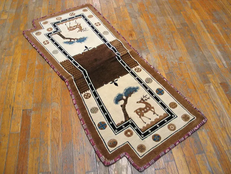 Chinese Horse Cover Rug 4'9" x 2'2" - Brown - Brown