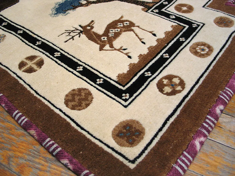 Chinese Horse Cover Rug 4'9" x 2'2" - Brown - Brown