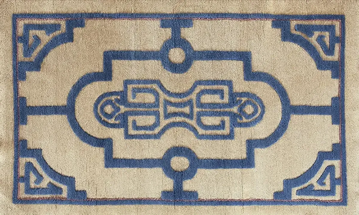 Chinese Art Deco Rug 5'0" x 3'0" - Blue - Blue