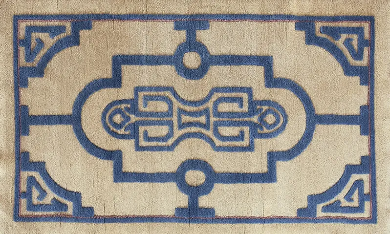 Chinese Art Deco Rug 5'0" x 3'0" - Blue - Blue