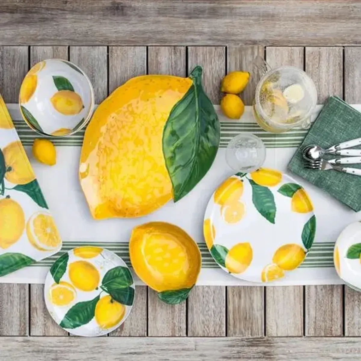 Lemon-Fresh Melamine Appetizer Tray - Multi