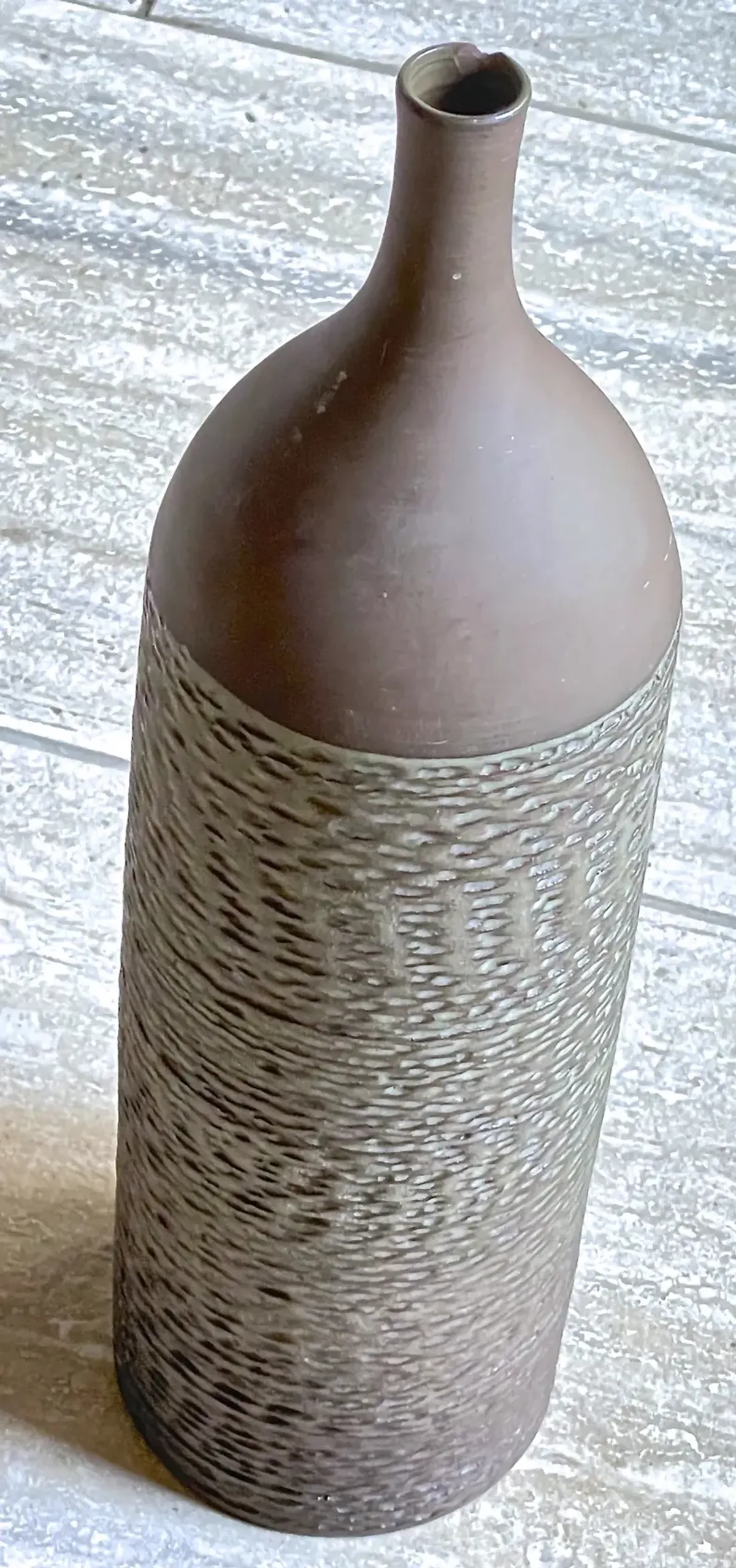 MCM Tall Abstract Fluted Ceramic Vase - Vermilion Designs - Brown