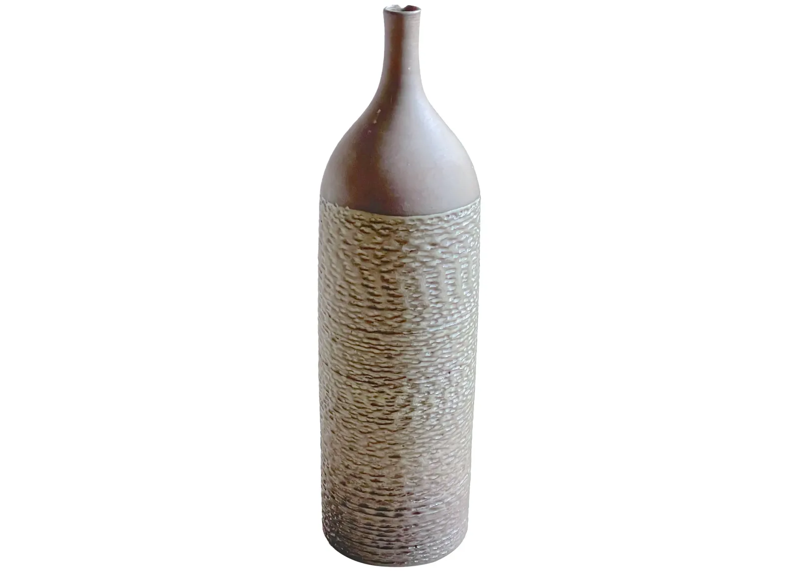 MCM Tall Abstract Fluted Ceramic Vase - Vermilion Designs - Brown