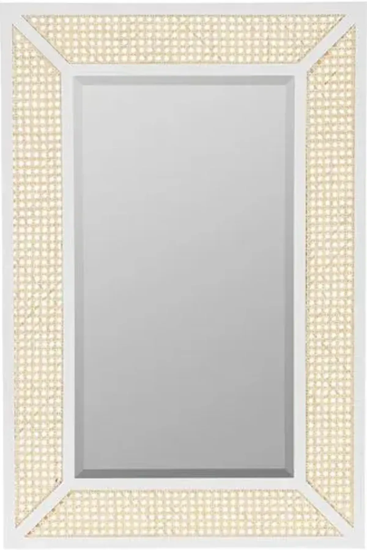 Sarah Cane Wall Mirror - White/Natural