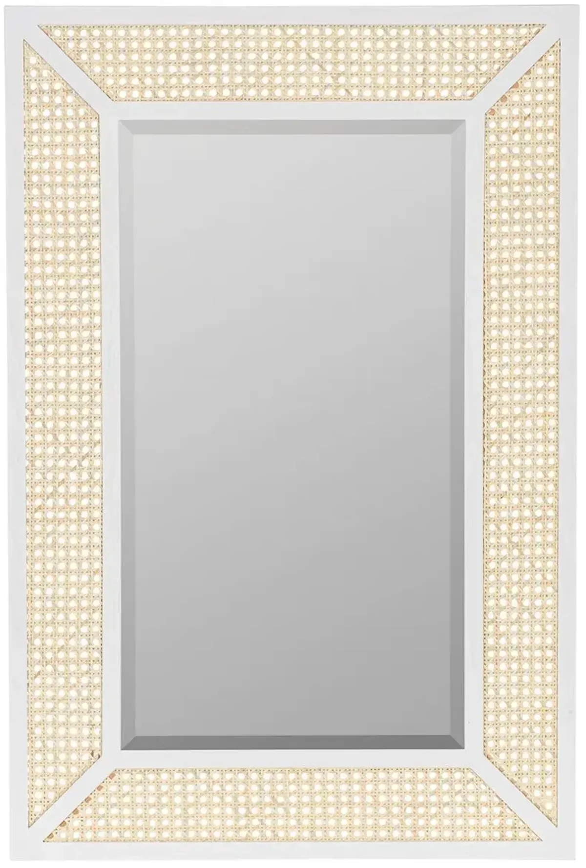Sarah Cane Wall Mirror, White/Natural