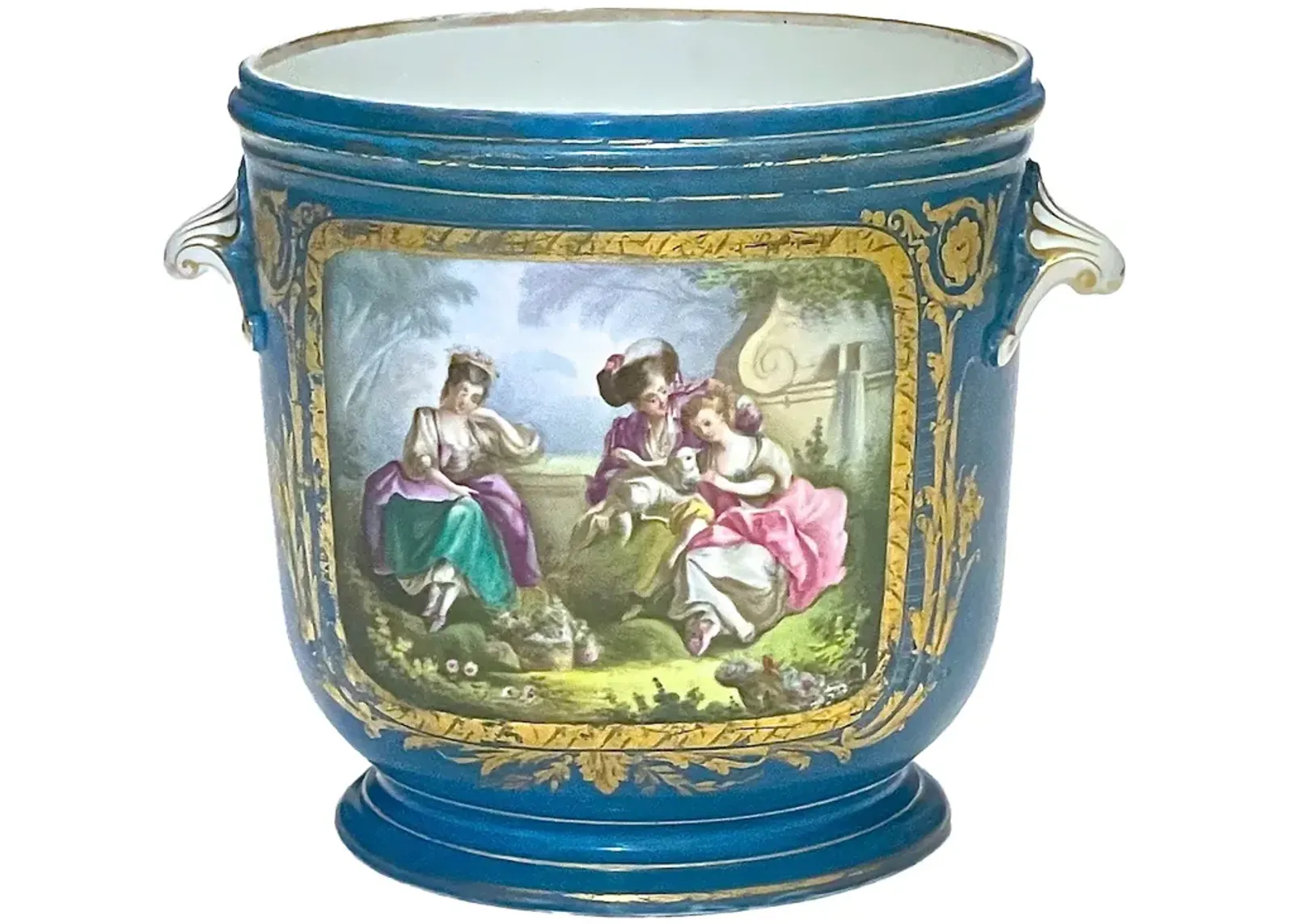 Antique Porcelain Sevres Cachepot - Vermilion Designs - Blue