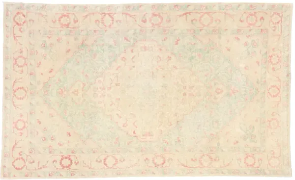 Vintage Turkish Oushak Rug - 4'3 x 6'11 - Esmaili Rugs & Antiques - Beige - Beige