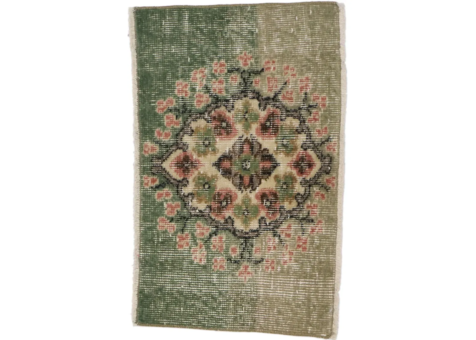 Vintage Turkish Sivas Rug - 1'4 x 2'2 - Esmaili Rugs & Antiques - Green - Green