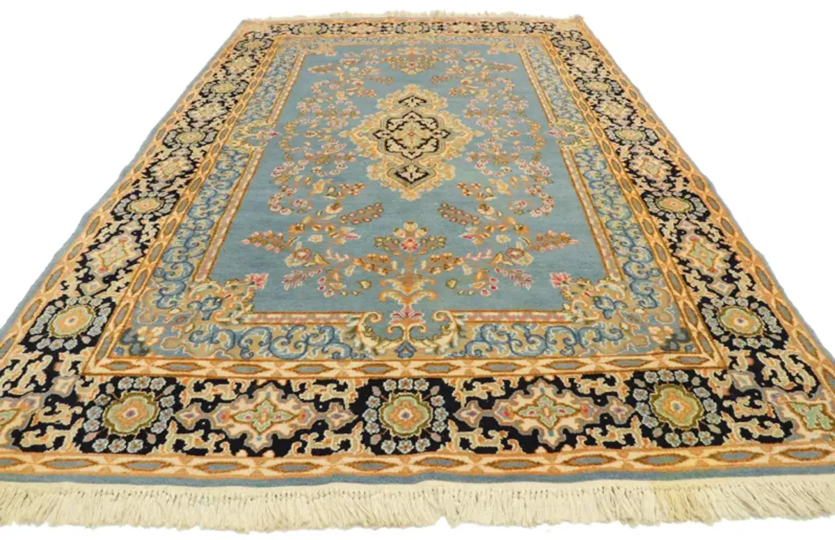 4'11" x 8' Persian Kerman Rug - Esmaili Rugs & Antiques - Blue - Blue