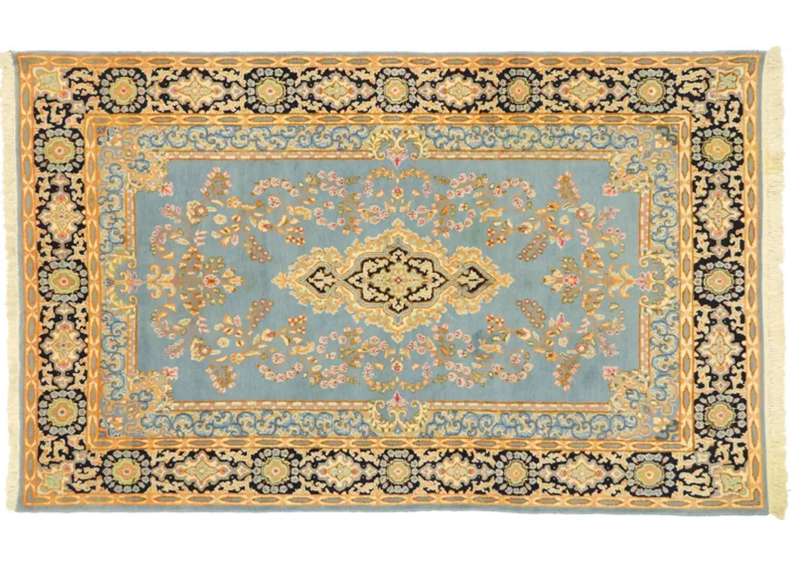 4'11" x 8' Persian Kerman Rug - Esmaili Rugs & Antiques - Blue - Blue