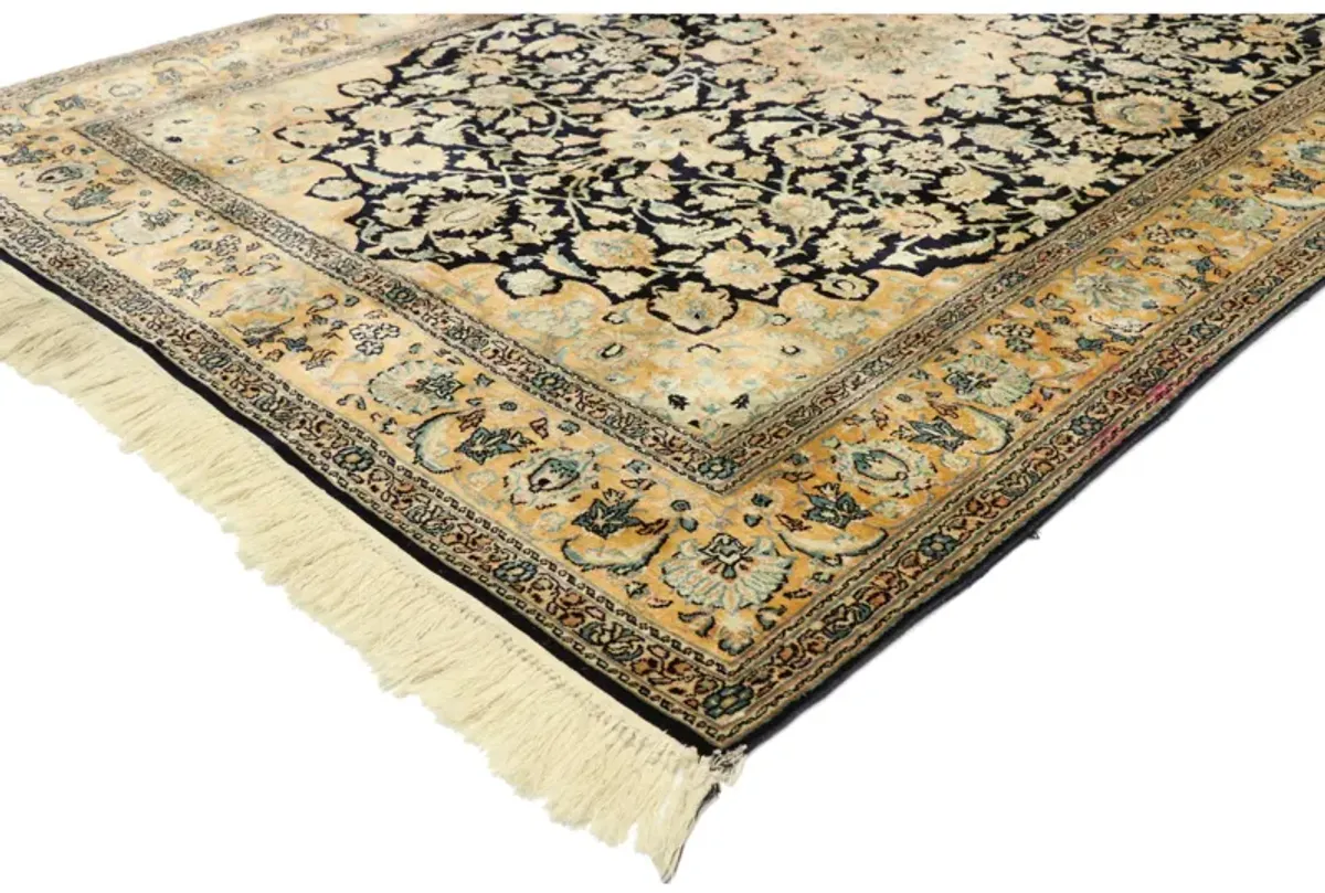 4'1" x 6'4" Persian Silk Qum Rug - Esmaili Rugs & Antiques - Beige - Beige