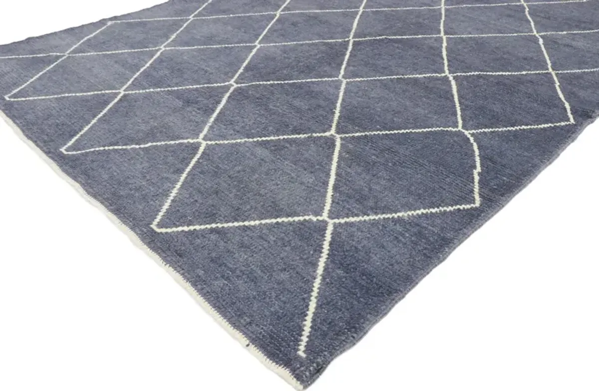 Contemporary Moroccan Rug - 5'3 x 7'6 - Esmaili Rugs & Antiques - Blue - Blue