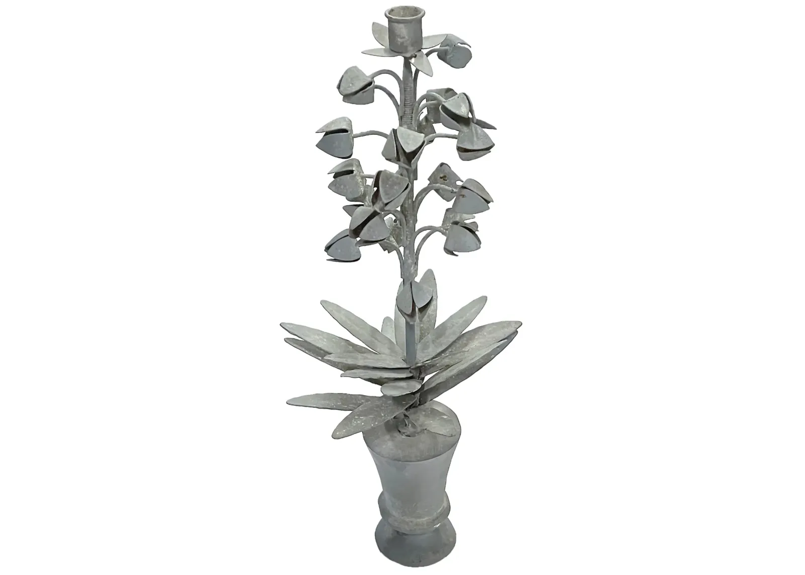 Tole Floral Candleholder - Vermilion Designs - Gray