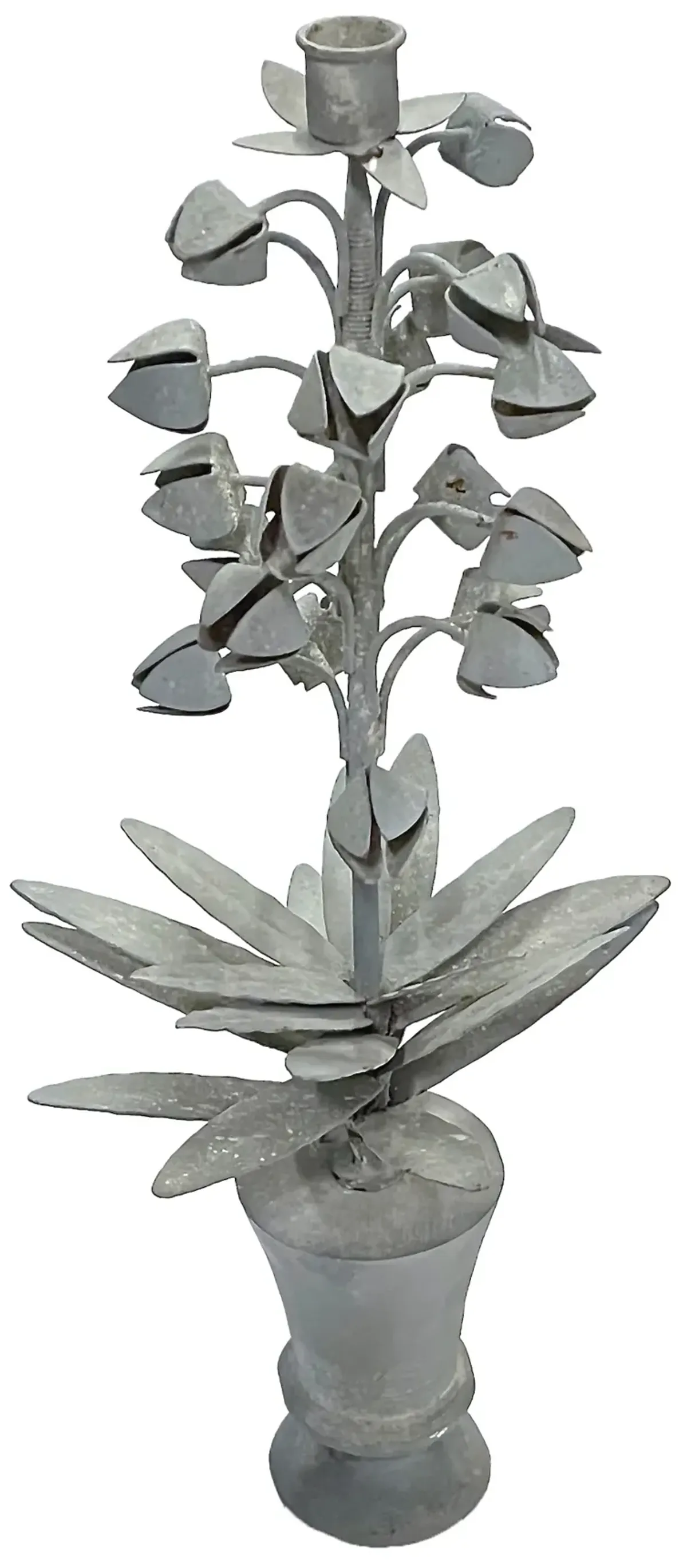 Tole Floral Candleholder - Vermilion Designs - Gray