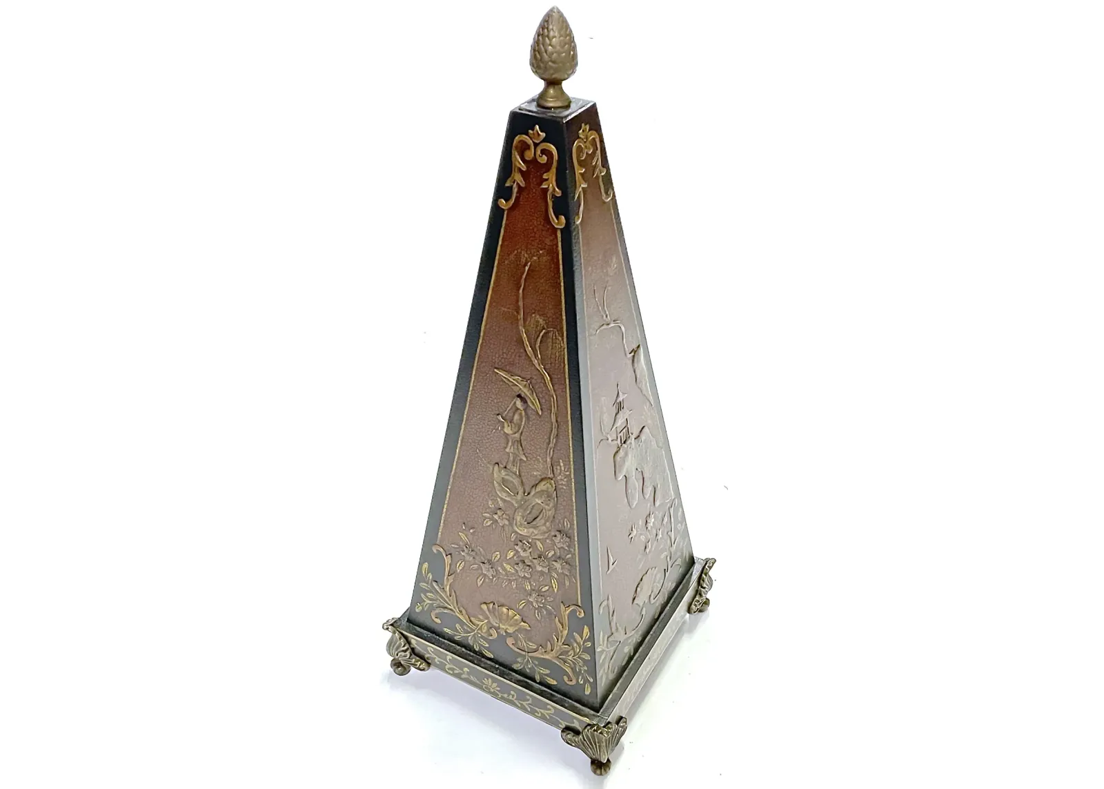 Chinoiserie Style Obelisk - Vermilion Designs - Brown