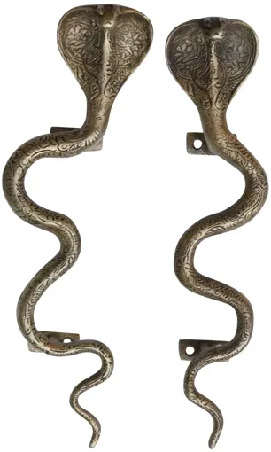 Large Brass Cobra Door Handles - a Pair - Interesting Things - Gold