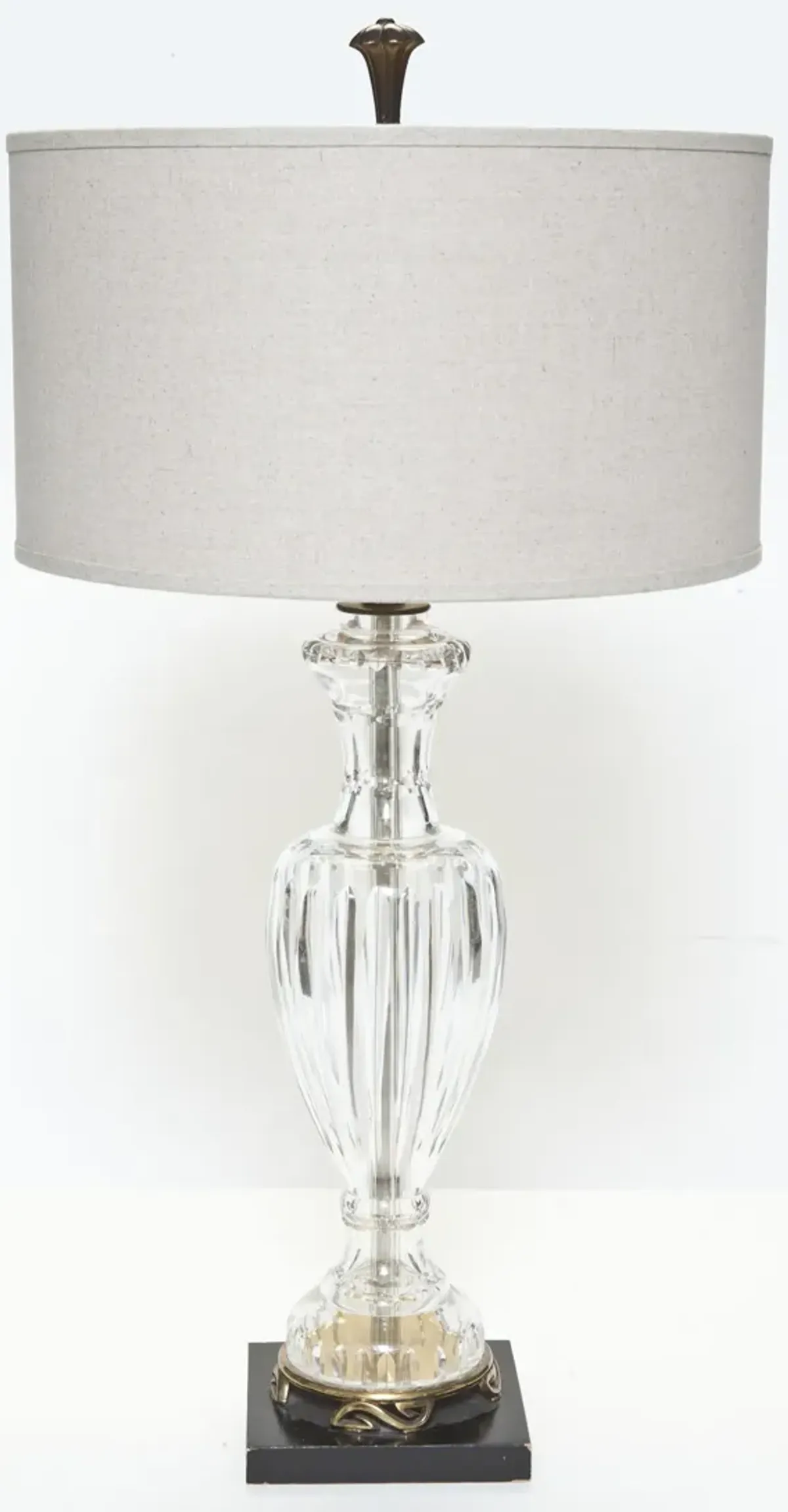 Crystal Lamp/ Linen Shade - Fleur de Lex Antiques