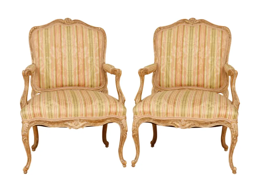 Louis XV French Armchairs - Set of 2 - Interesting Things - Beige