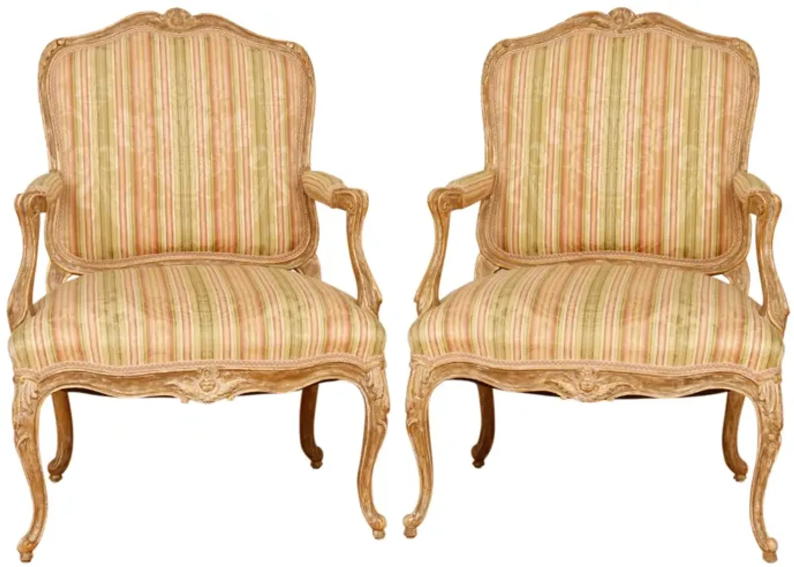 Louis XV French Armchairs - Set of 2 - Interesting Things - Beige