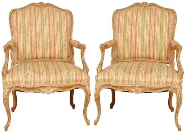 Louis XV French Armchairs - Set of 2 - Interesting Things - Beige