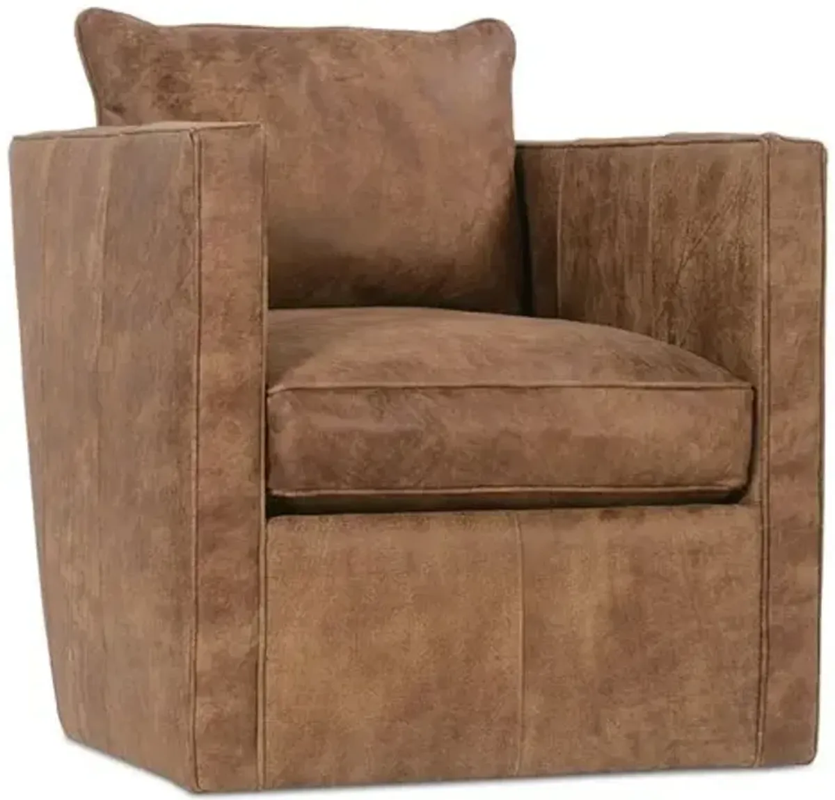 Rothko Leather Swivel Chair - Camel - Handcrafted