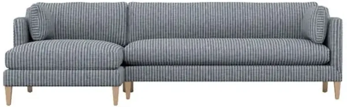 Camila Ticking Stripe LF Sectional - Handcrafted