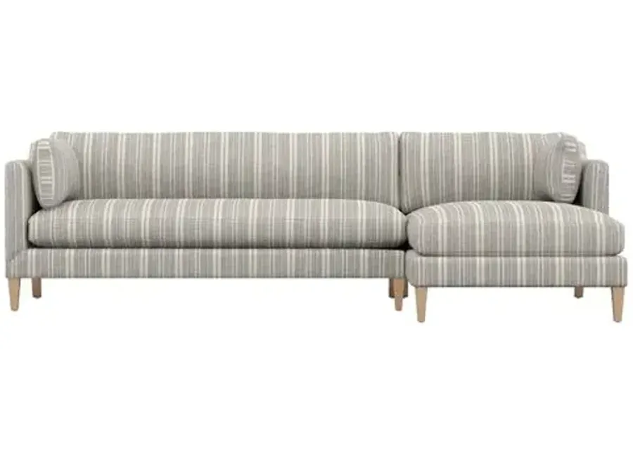 Camila Wide Stripe RF Sectional - Handcrafted