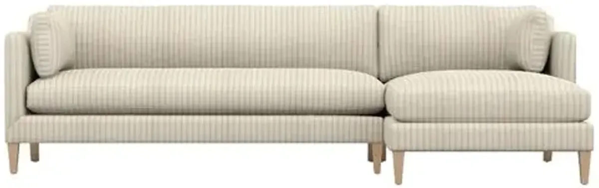 Camila Ticking Stripe RF Sectional - Handcrafted