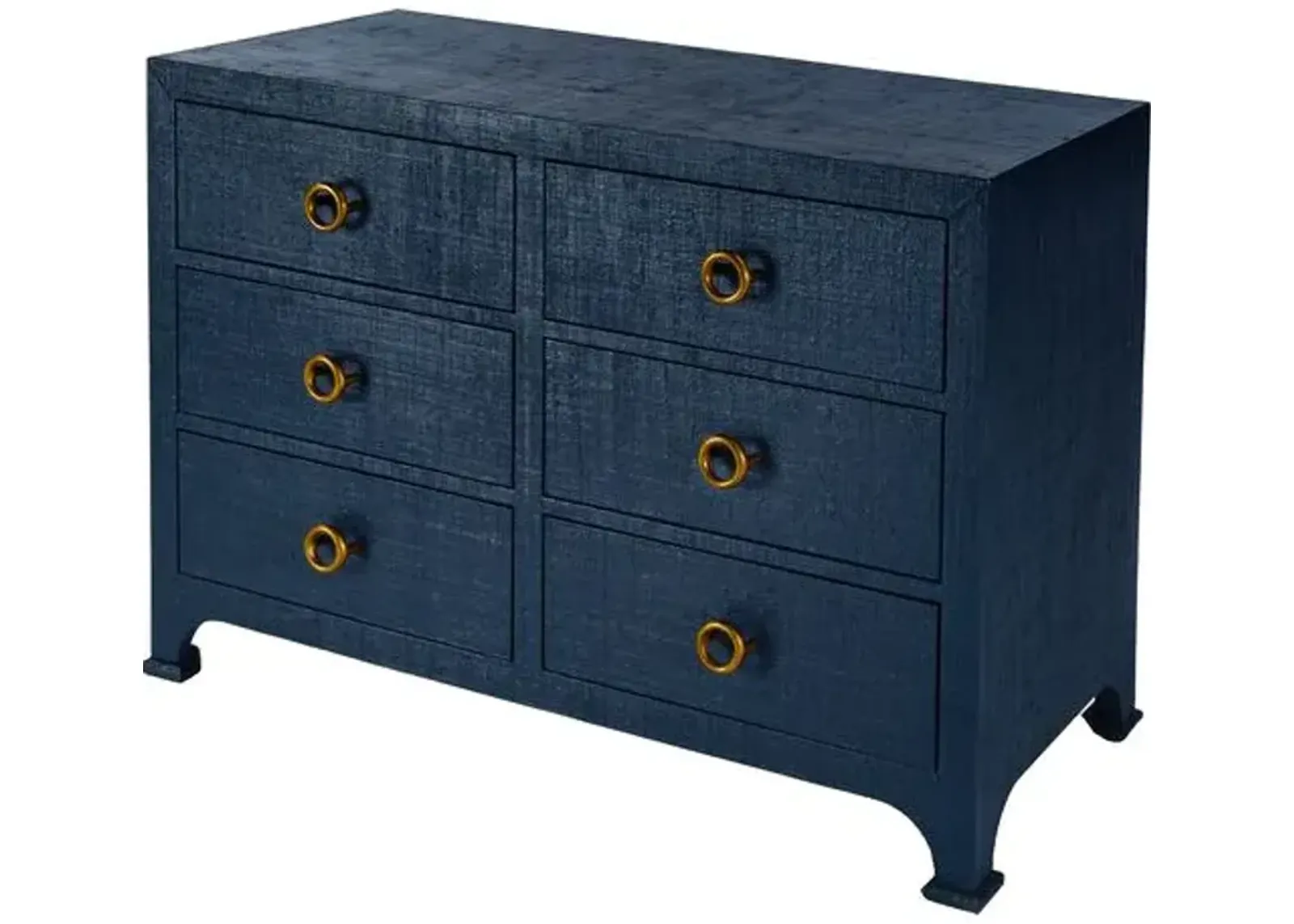 Kos 6-Drawer Raffia Dresser - Blue