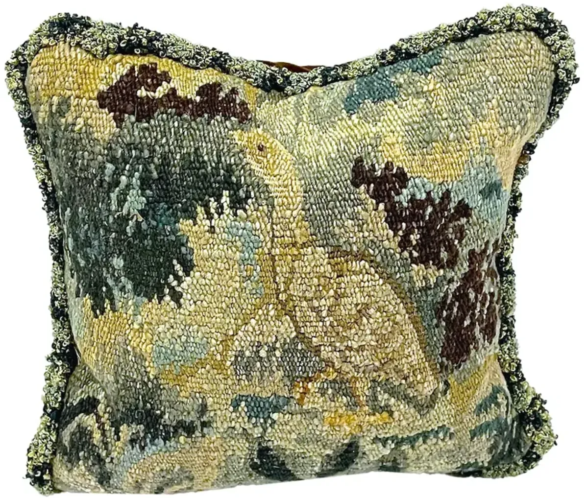 Antique Bird Verdure Tapestry Pillow - Vermilion Designs