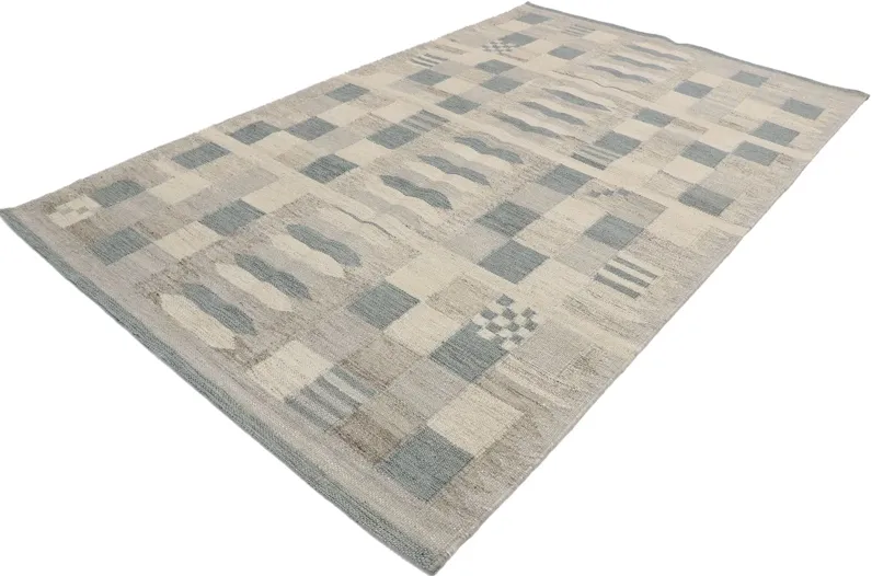 Swedish Style Kilim Rug - 5'1"x8'3" - Esmaili Rugs & Antiques - Gray - Gray