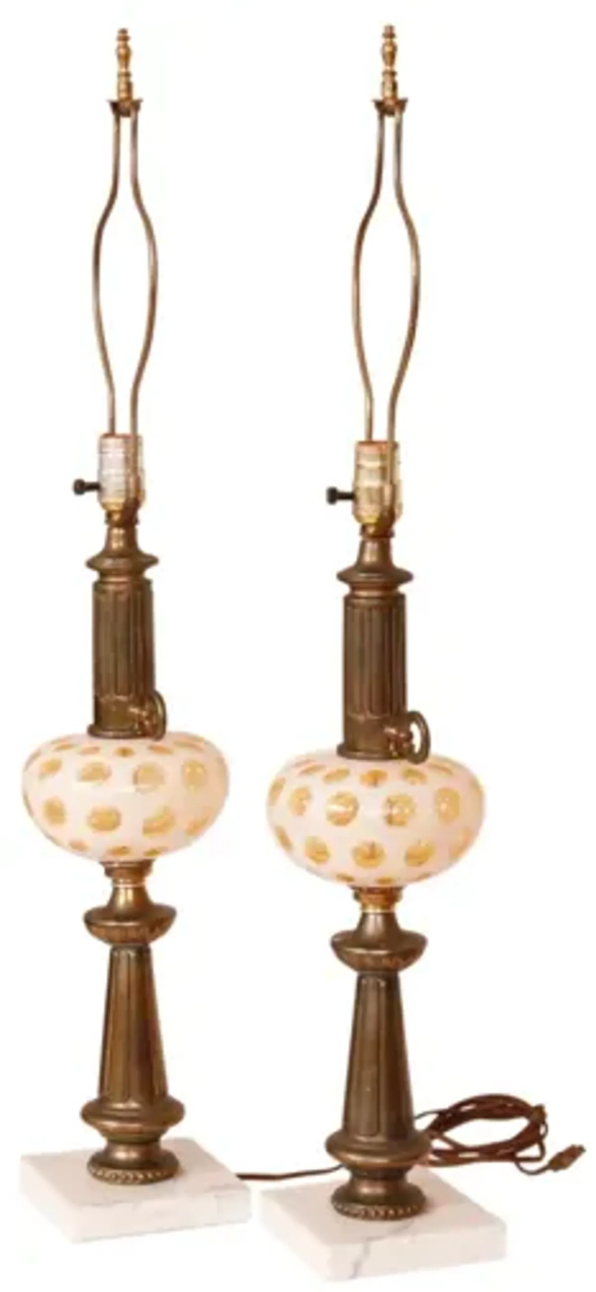 Mid Century Brass & Glass Lamps - Set of 2 - Interesting Things