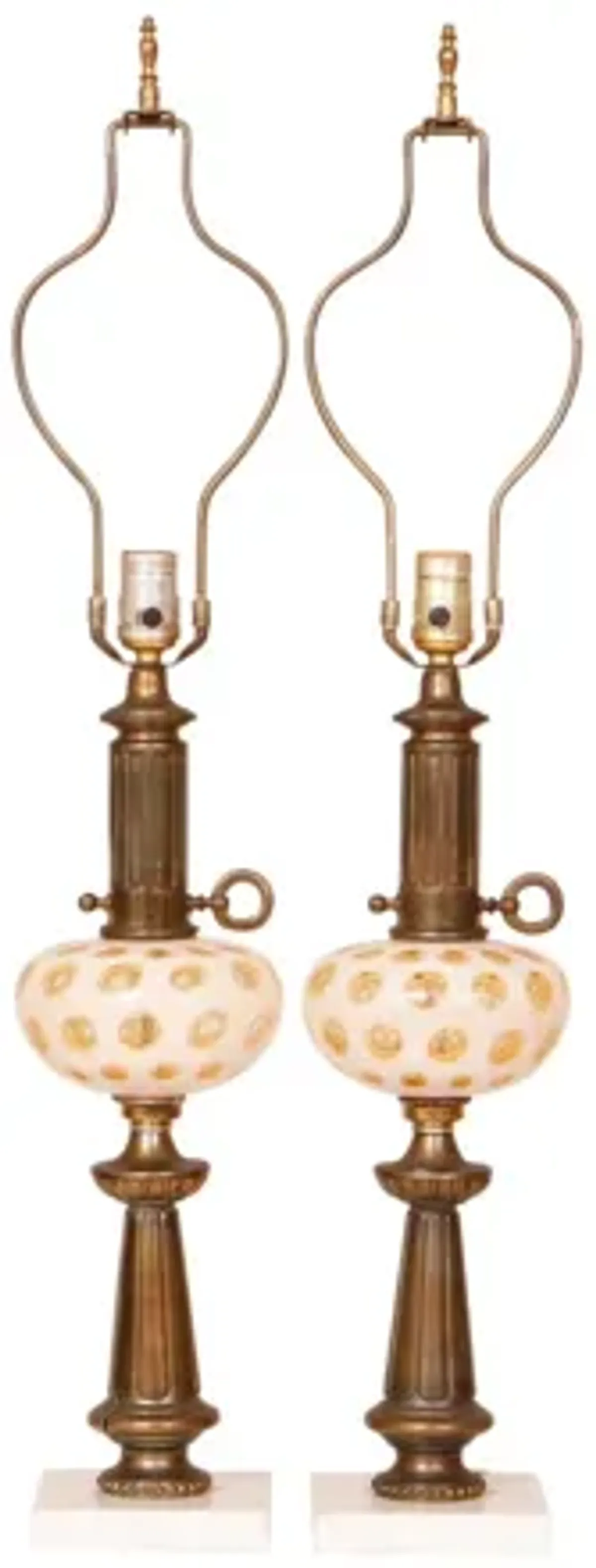 Mid Century Brass & Glass Lamps - Set of 2 - Interesting Things