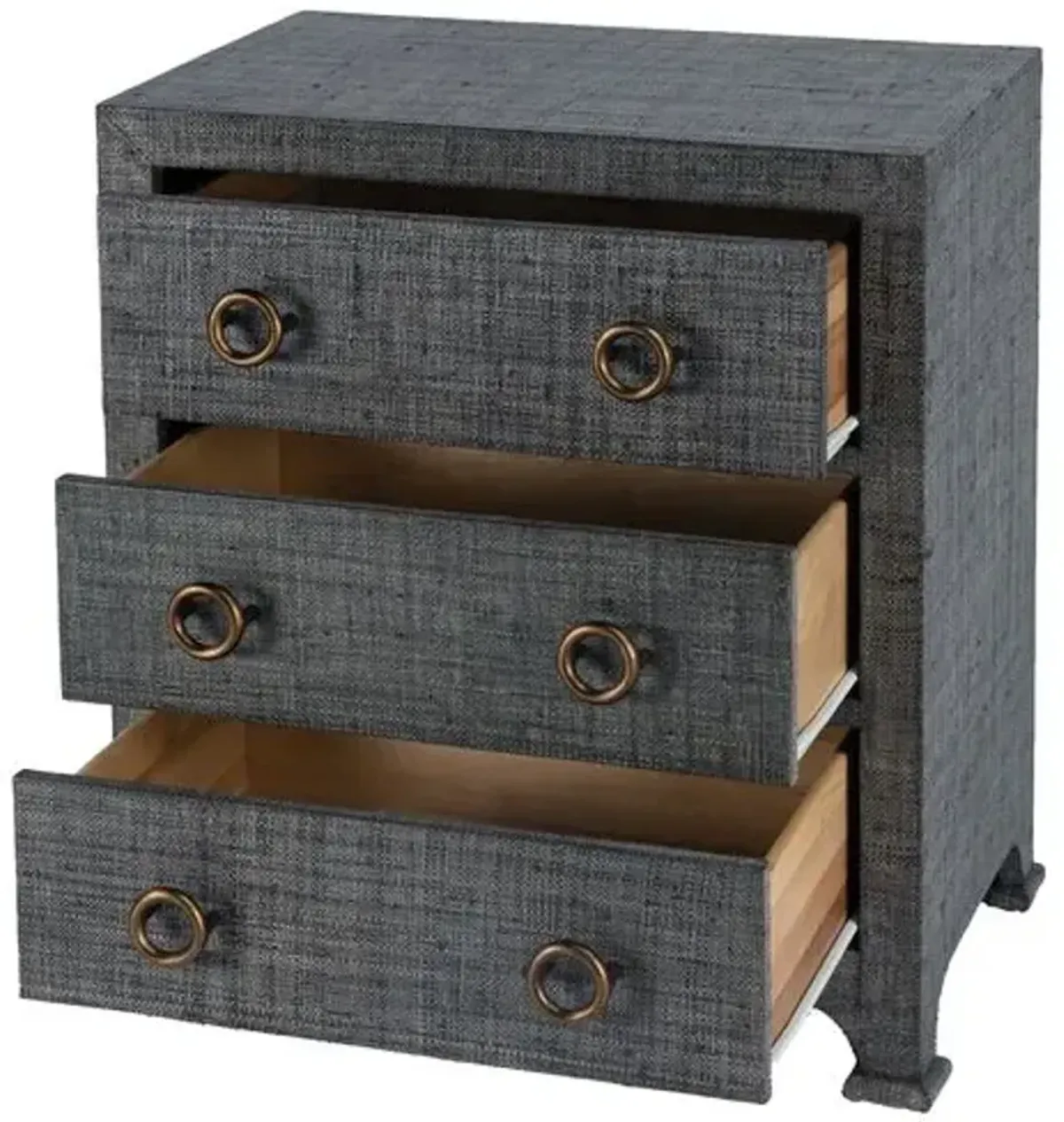 Kos 3-Drawer Raffia Nightstand