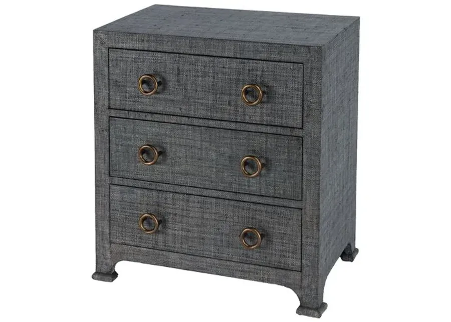 Kos 3-Drawer Raffia Nightstand