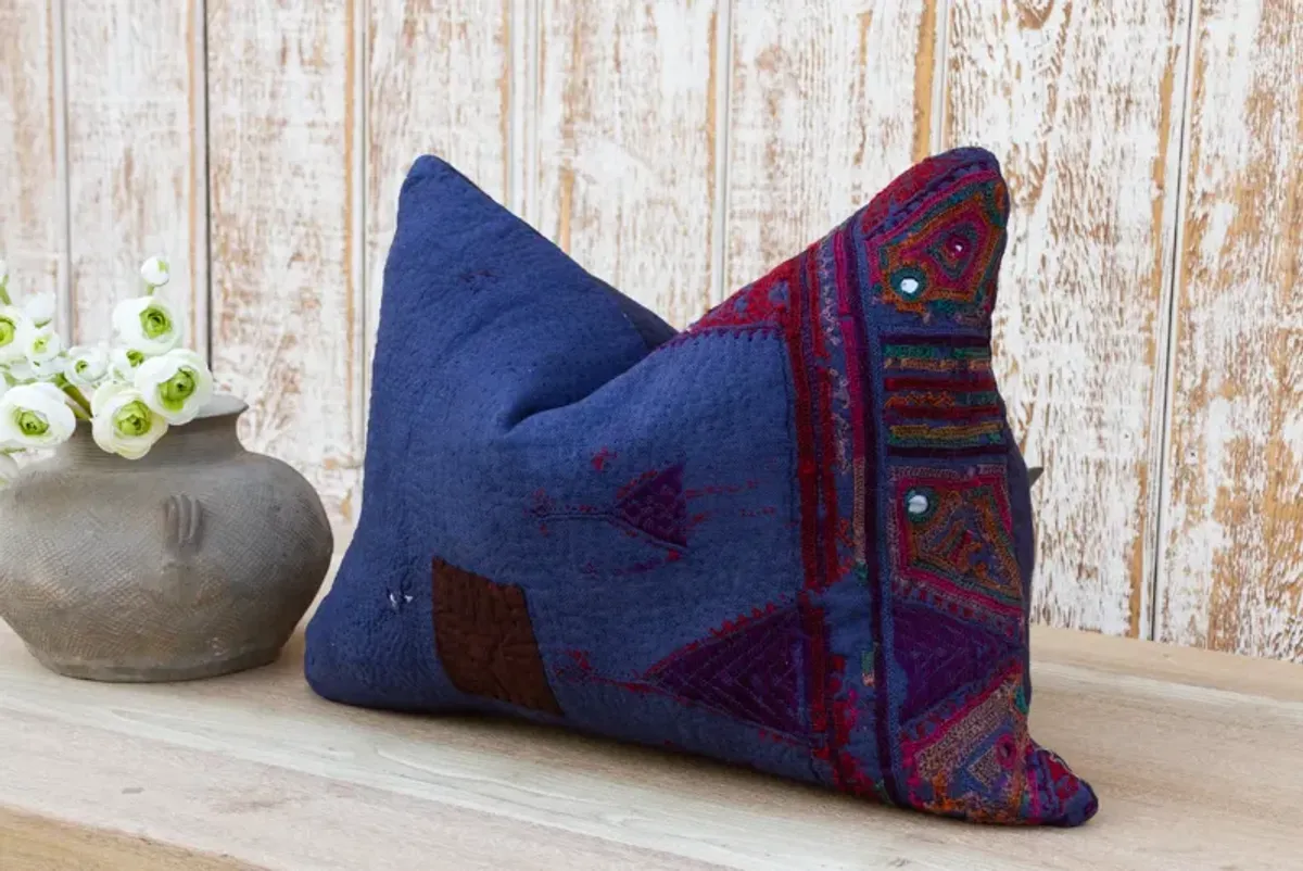 Myia Antique Indigo Grain Sack Pillow