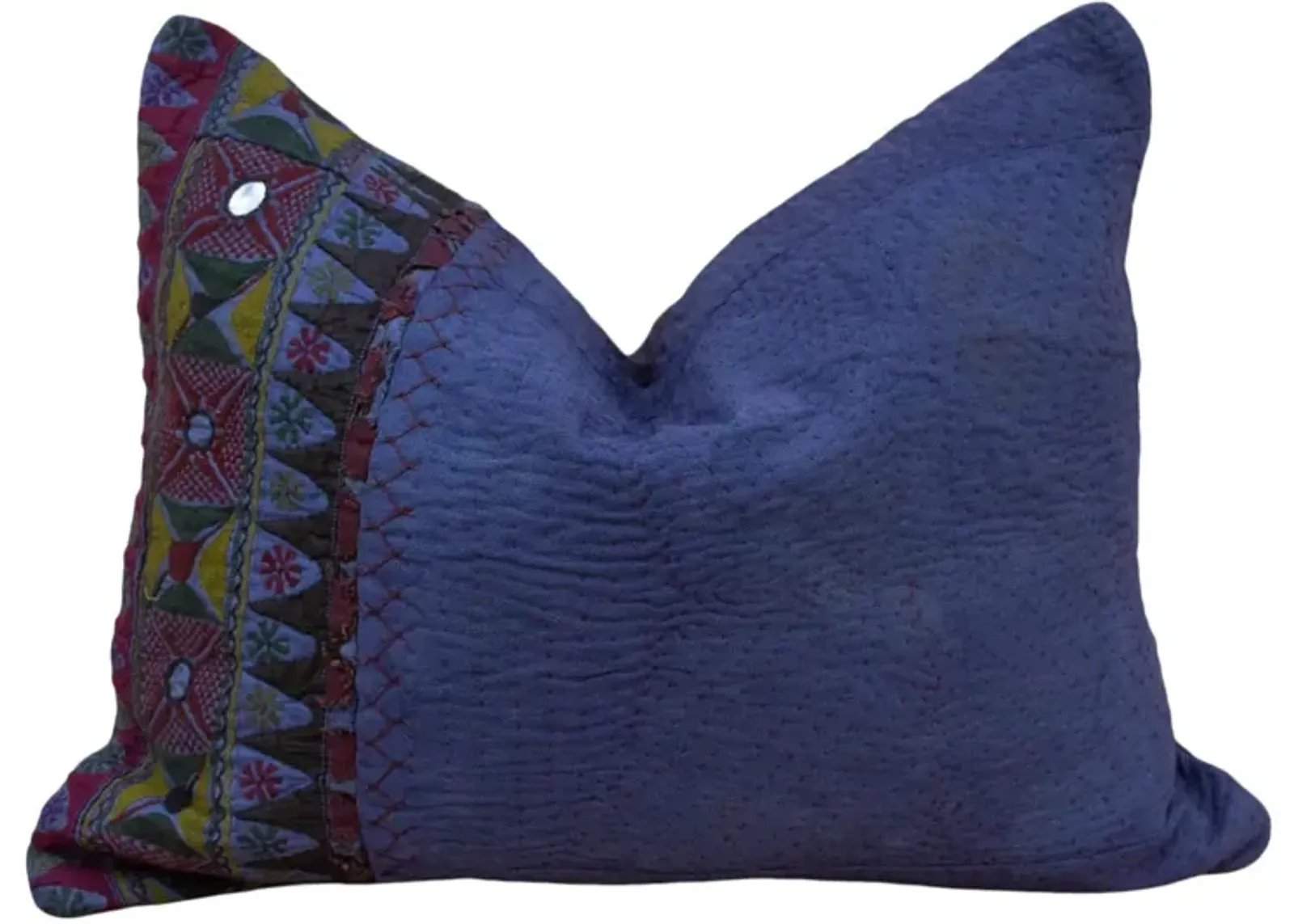 Jiya Antique Indigo Grain Sack Pillow - de-cor